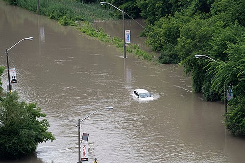 Flooded Don Valley Parkway in Toronto